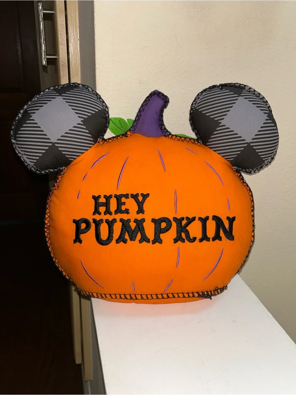 Halloween Pumpkin Mouse Plush Pillow - Orange & Black